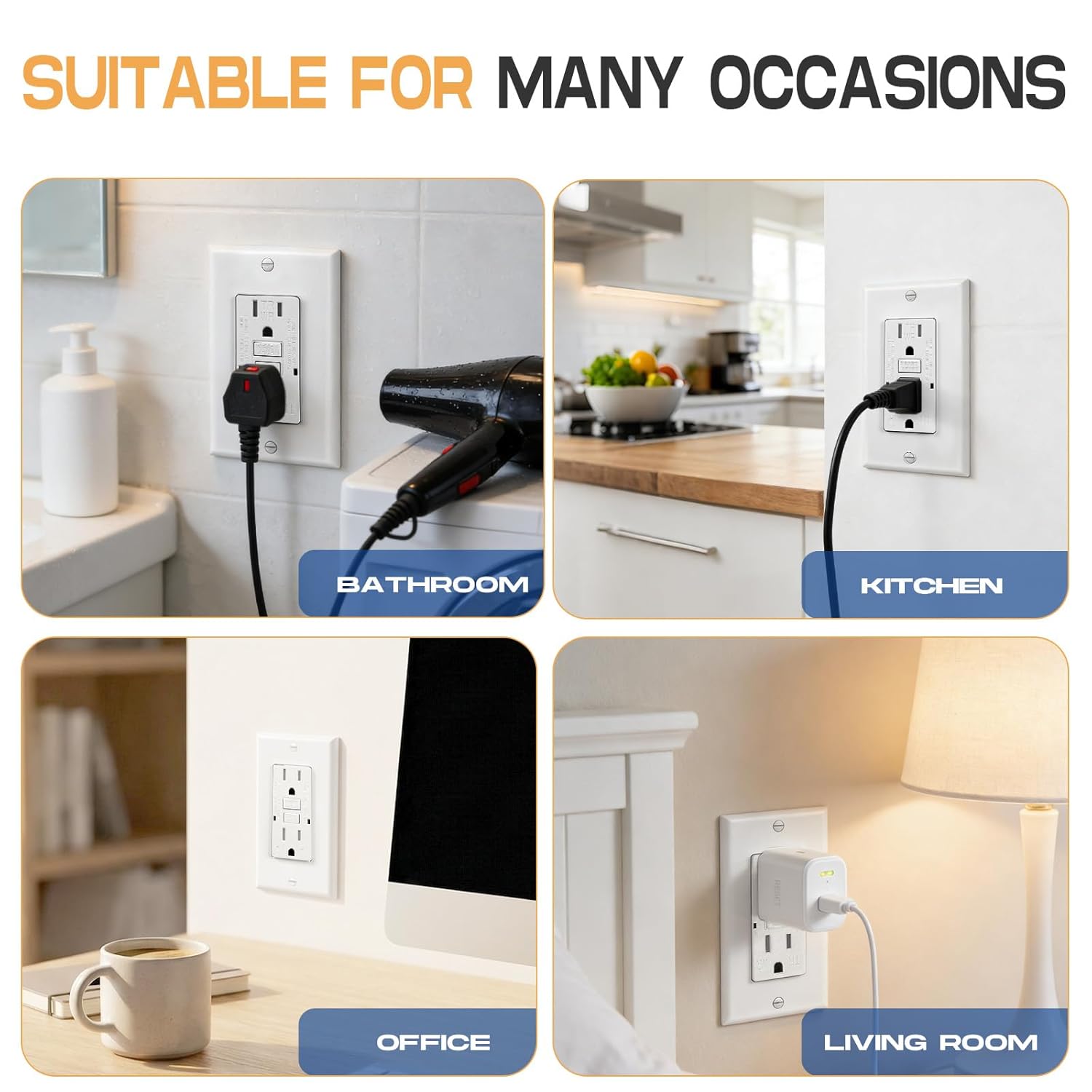 (15 AMP - 5 Pack) GFCI Outlet WR White – Tamper Resistant, Weather Resistant GFI Receptacle with Self-Test, LED Indicator,UL Listed, Easy Install – Ground Fault Outlet for Outdoor Use & Bathroom