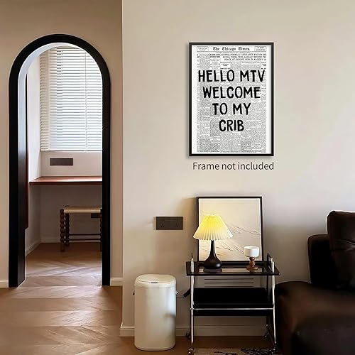 Miniatura 4 de Arte de pared con texto en inglés "Welcome to My Cune", póster vintage de periódico en blanco y negro, impresión en lienzo estético retro de los