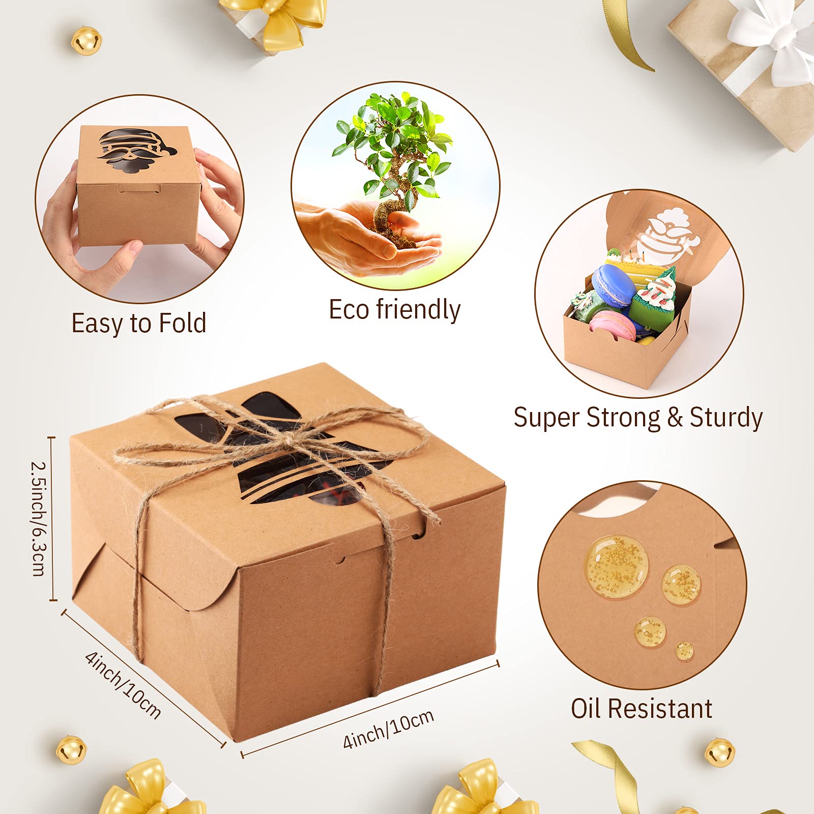 Christmas Cookie Boxes - 30 Pack Kraft Gift Boxes -2 Christmas Cookie Boxes - 30 Pack Kraft Gift Boxes -2