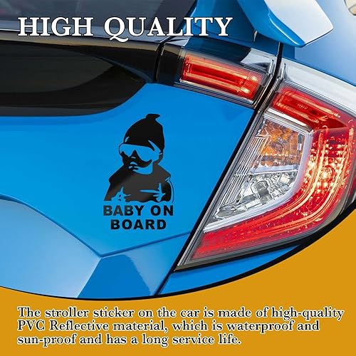 Miniatura 4 de ASUBHA Calcomanía de bebé a bordo para automóviles, divertido y lindo letrero de precaución de seguridad para ventana y parachoques del automóvil,