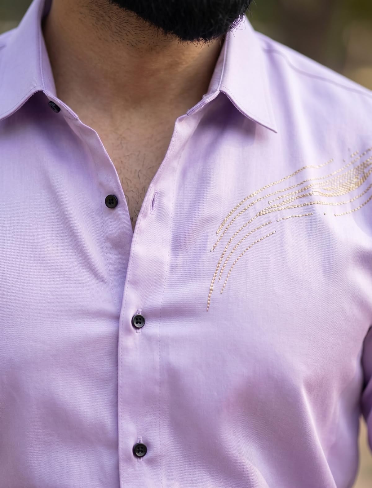 IndoPrimo Elegante camisa de satén para hombre, corte normal, estilo casual, estilo de diseñador, trabajo de piedra, fiesta, manga formal
