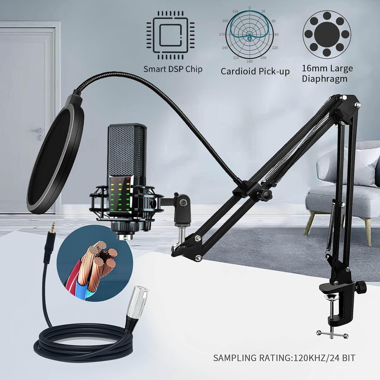 Ensemble d'équipement de Podcast Micro Gaming Carte Son Karaoke Table de Mixage DJ Set, focombance Interface Audio Mixage Micro Pc Cable Usb Microphone à condensateur Bluetooth Streaming Micro Gamer