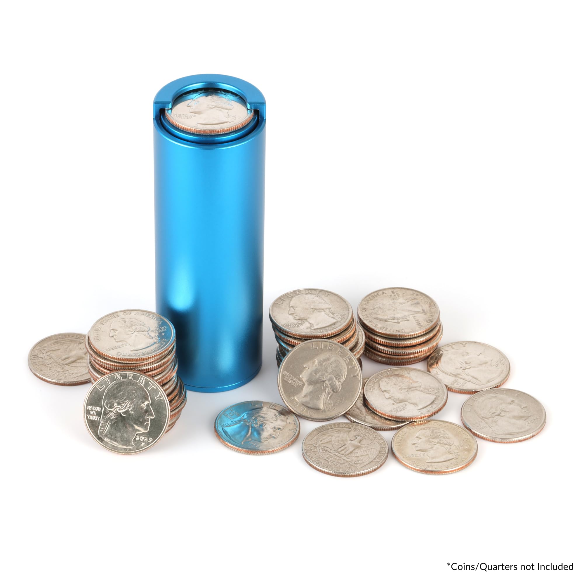 Beer City Billiards Basics - Portamonete (metallo - blu) tubo nero contiene 40 più monete da un quarto o un dollaro dispenser di accessori da biliardo