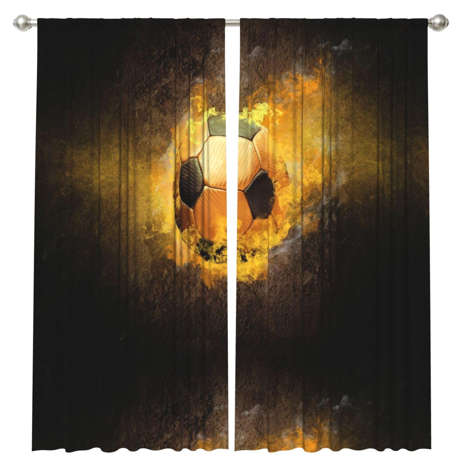 InOmak Football Soccer, 2 Panels Window Curtains 52 x 84 Inch Blackout Curtains for Living Room Bedroom