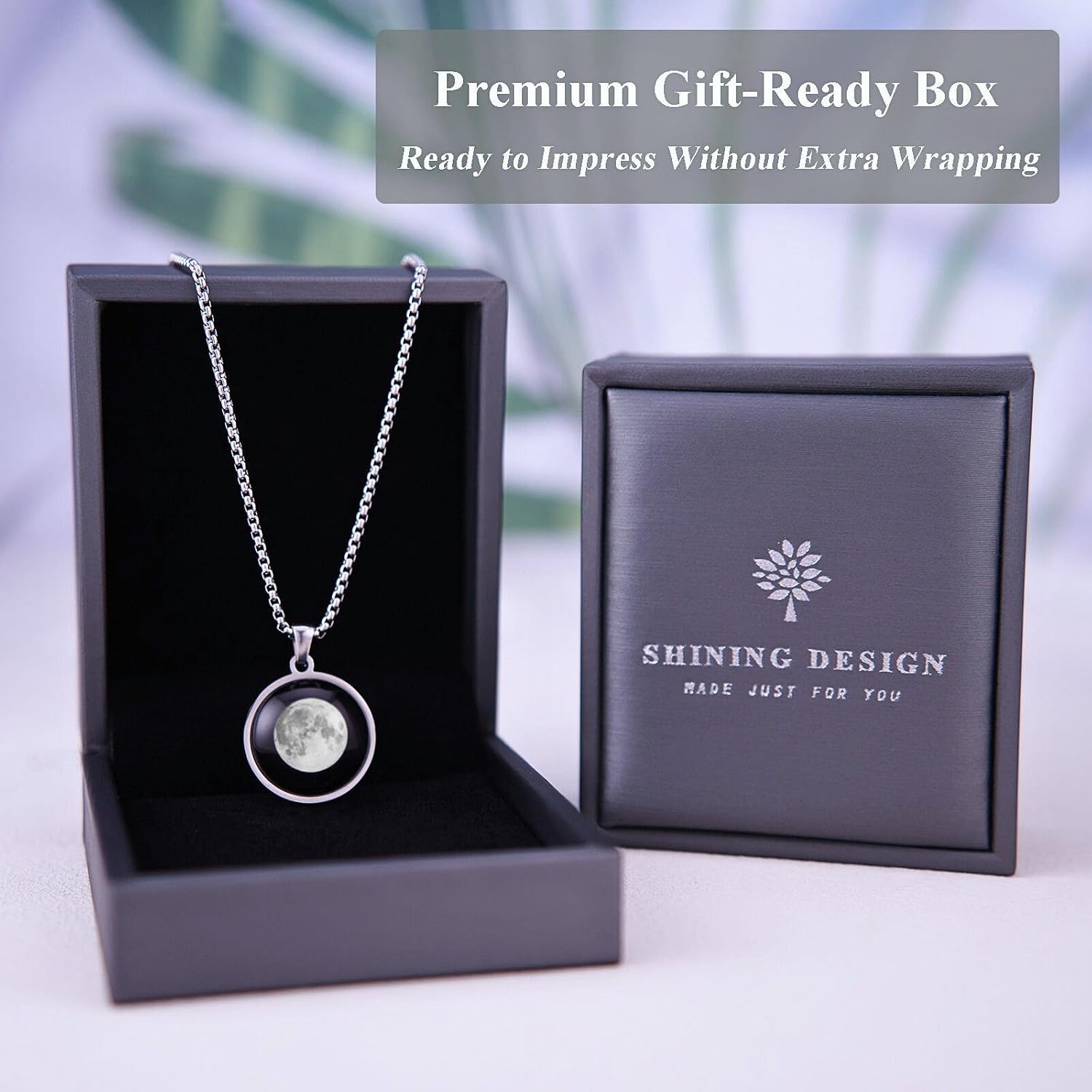 Custom Moon Phase Necklace for Women – Personalized Night Sky Jewelry with Name, Initial & Date Engraved – Unique Lunar Gift for Mom, Daughter, or Her