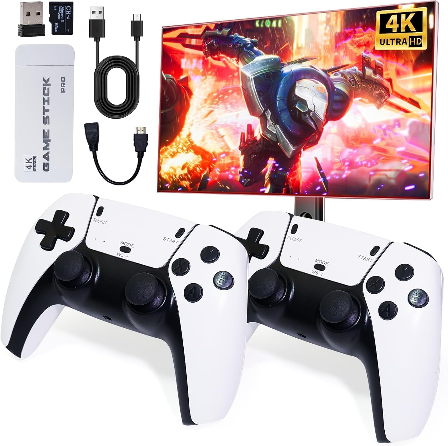 2026 HD TV Gaming Stick Console | Plug & Play Etro Style Video Game System with Dual Wireless Controllers for Kids & Adults White (Limited Stock 2026) for All-image-41