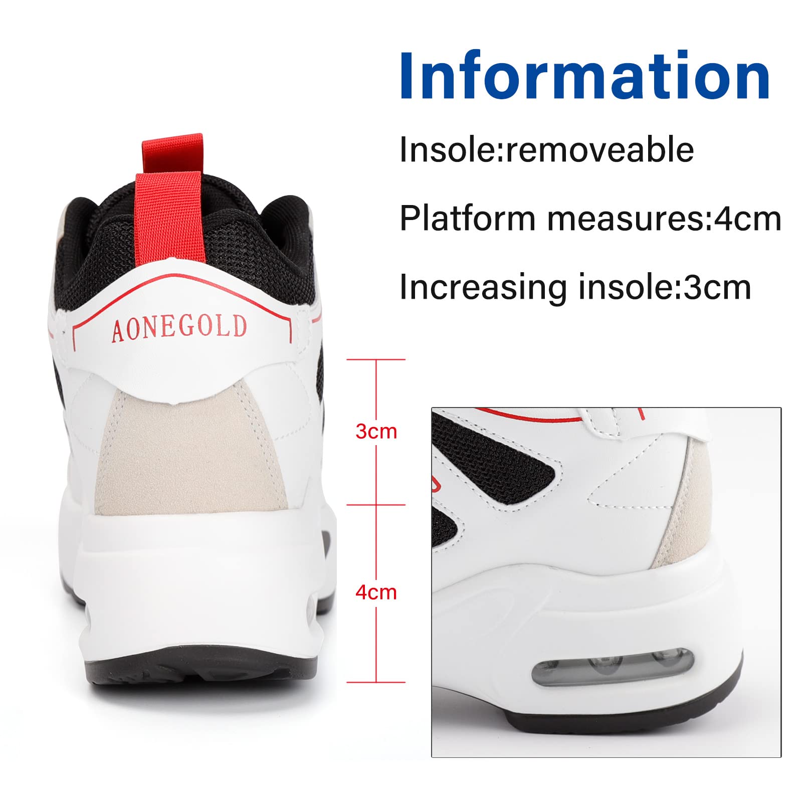 AONEGOLD Sneakers Zeppa Donna Scarpe da Ginnastica Sportive Fitness Scarpe con Zeppa Interna Tacco 7 cm
