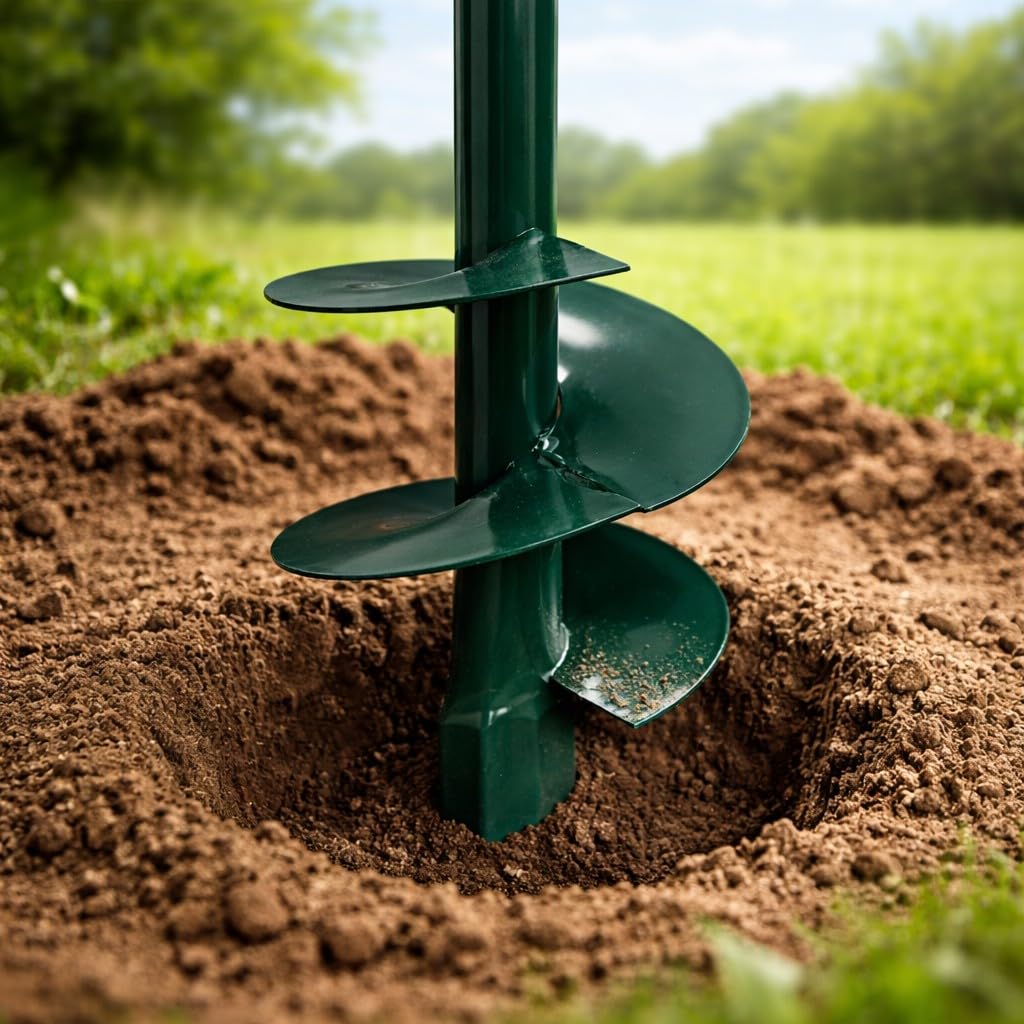 Trivella Manuale Cavabuche Punta Elicoidale in Acciaio 95cm X Ø 100mm ideale per Foraterra, Pali, Giardino e Terreno