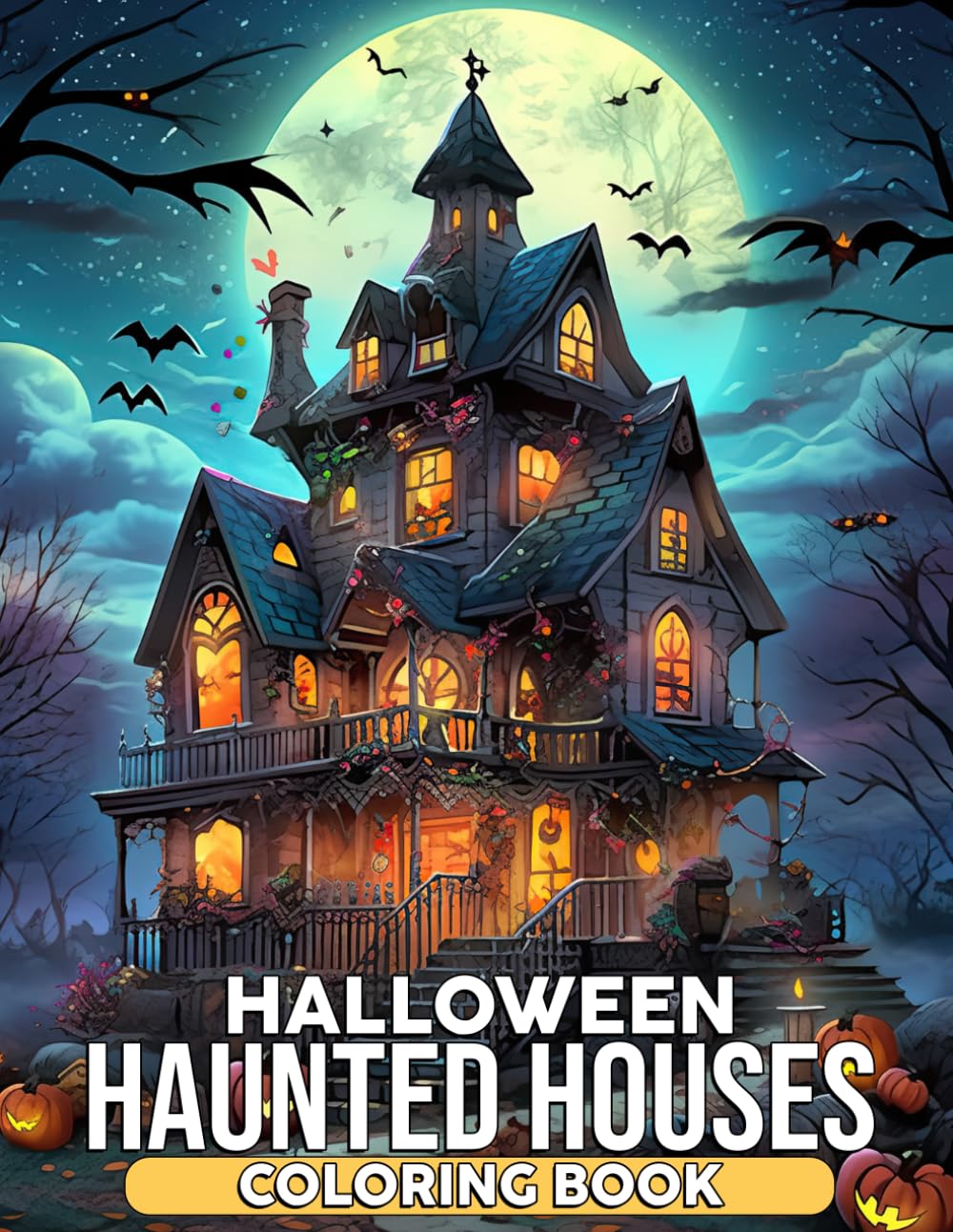 Halloween Haunted Houses Coloring Book: Eerie Mansion Coloring Pages Featuring Ghostly Rooms, Spooky Details, Haunted Charm, and Creative Fun for All Ages