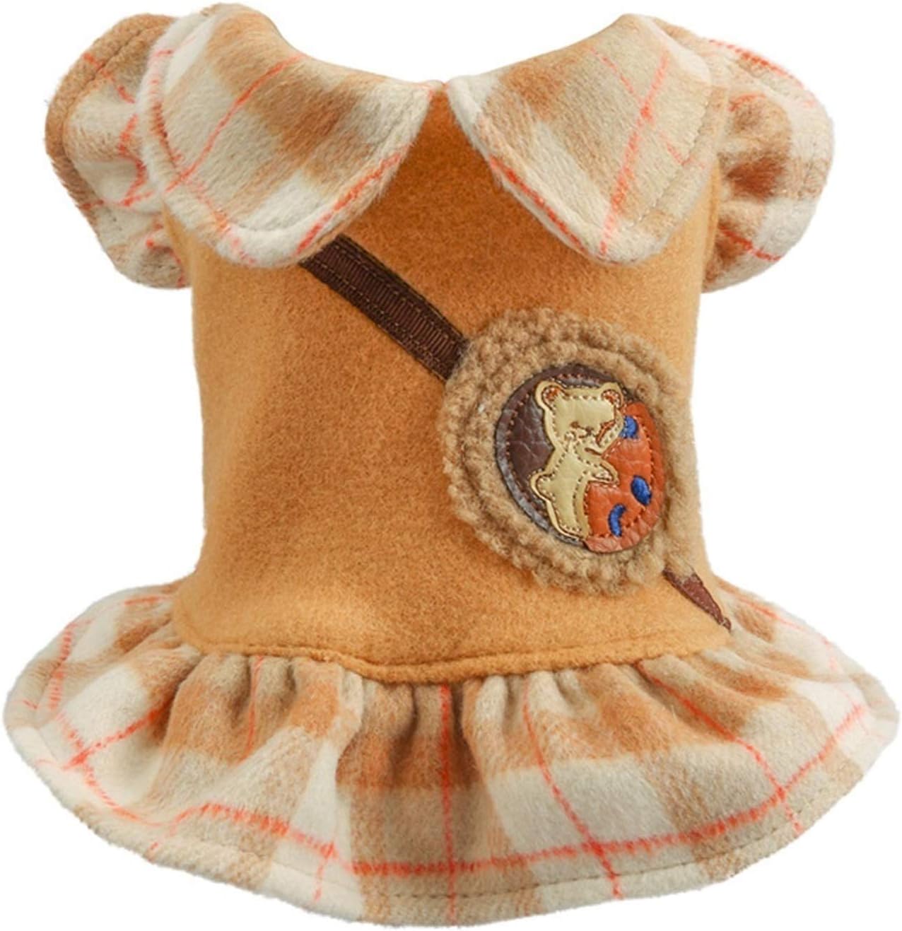 Dog Puppy Clothes Coffee Grid Bear Backpack Dress Fit Small Dog Pet Cats All Seasons Pet Cute Costume Dog Cloth Dresses (Size : X-Large) (Small)