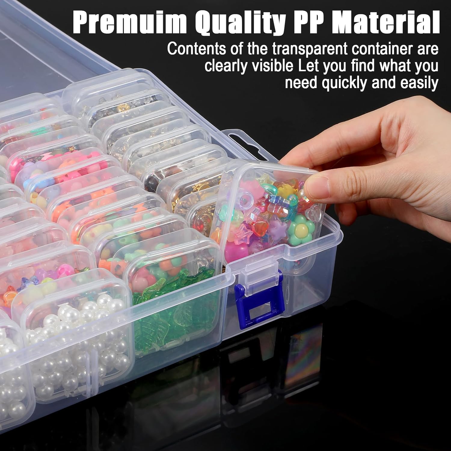 PercyEffie 3 Pack Bead Organizer Box,135Pcs Small Clear Storage Boxes with 3 Ppcs Labels, Mini Clear Storage Containers Boxes with Hinged Lid Jewelry DIY Bracelet Screws Seeds Small Parts