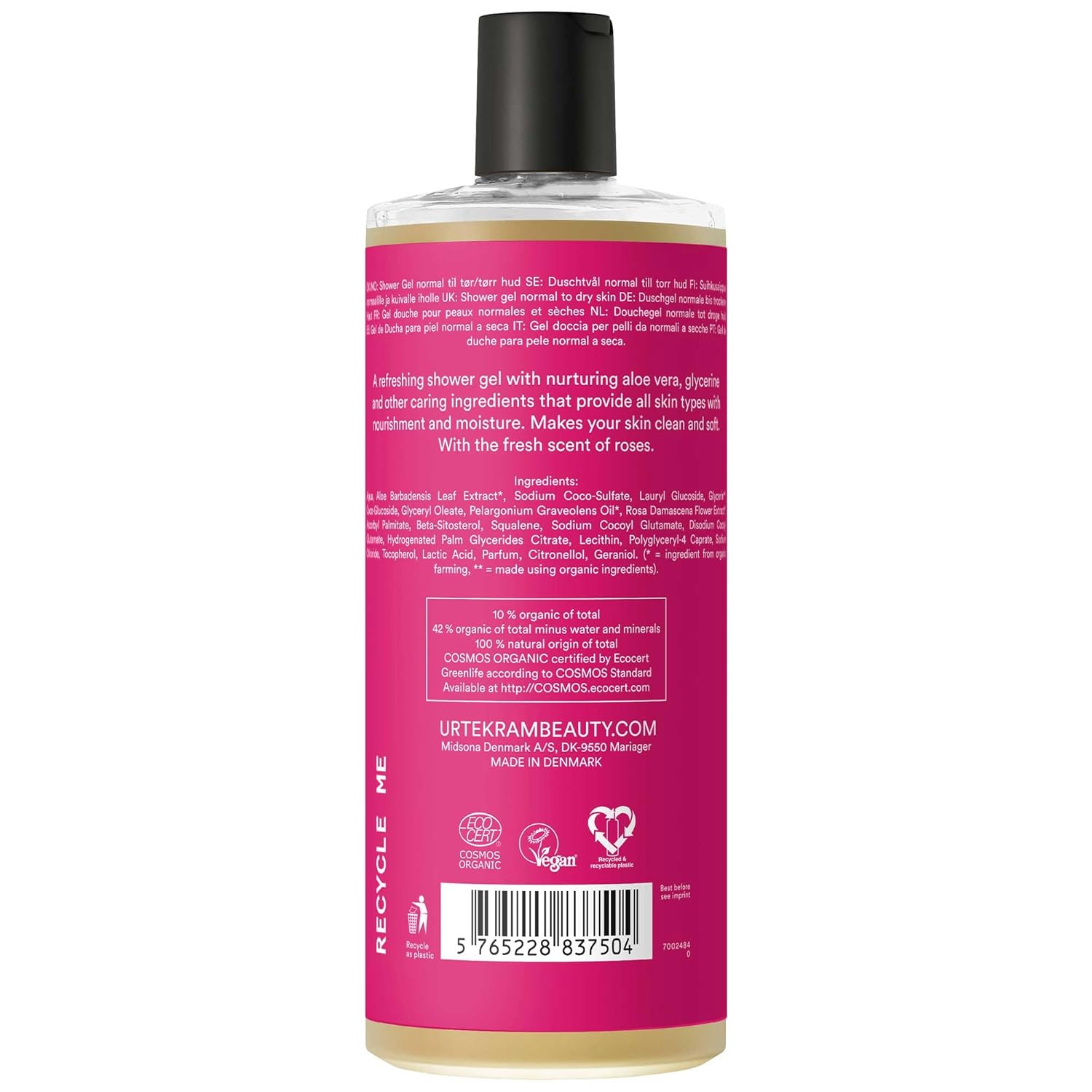 URTEKRAM Rose Shower Gel, 500 ML - Image 2