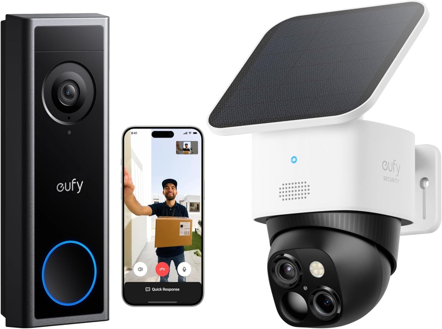 eufy Video Doorbell C31 & SoloCam S340 (Bundle),4K FHD,Battery Wireless/Wired Powered,Head-to-Toe View,Live Video Call, 24/7Recording,Human and Motion Detection,HomeBase S380 Compatible