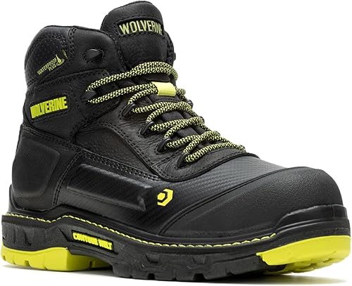 Vista 24 de Wolverine Botas de trabajo impermeables con punta compuesta media de 6 pulgadas Negro/Naranja