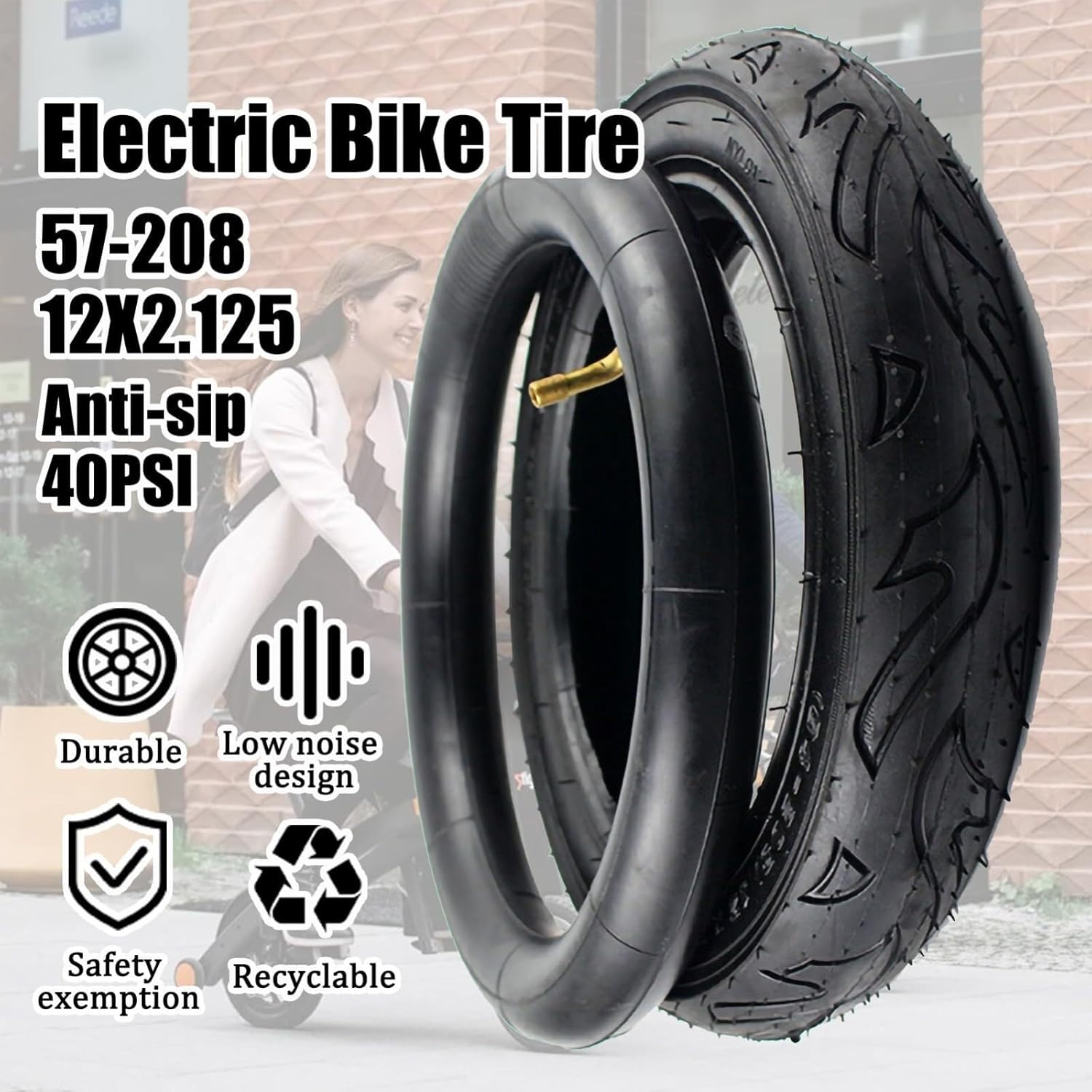 12" Kid Butyl Rubber Inner Tube 12X2.125 | Schrader Valve Pneumatic Tire for Electric Scooter Bike Baby Stroller | 40 P.S.I.