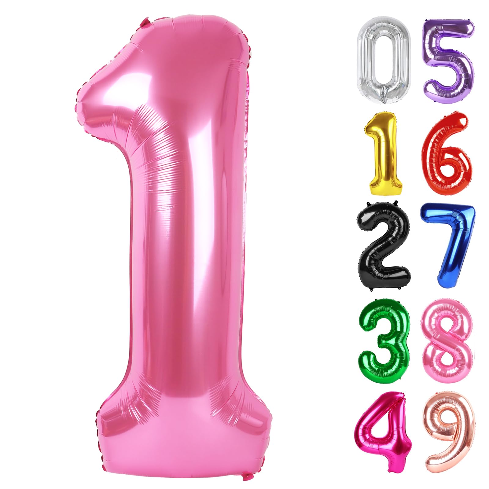 Pink Number 1 Balloon 40 Inch, 1st Birthday Party Decorations Men Women