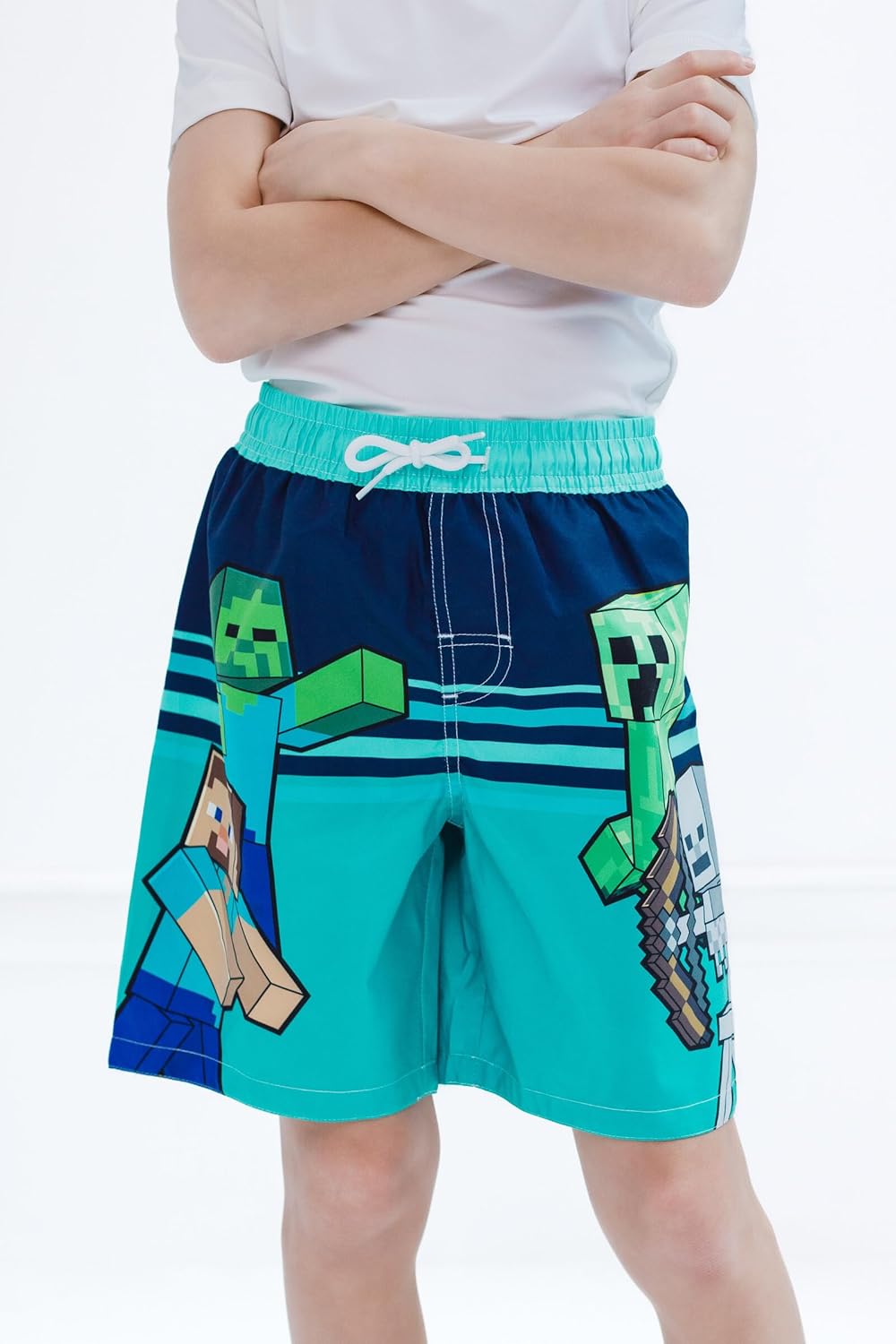 Minecraft Creeper Compression Swim Trunks Bathing Suit UPF 50+ Quick Dry Little Kid to Big Kid - Image 2
