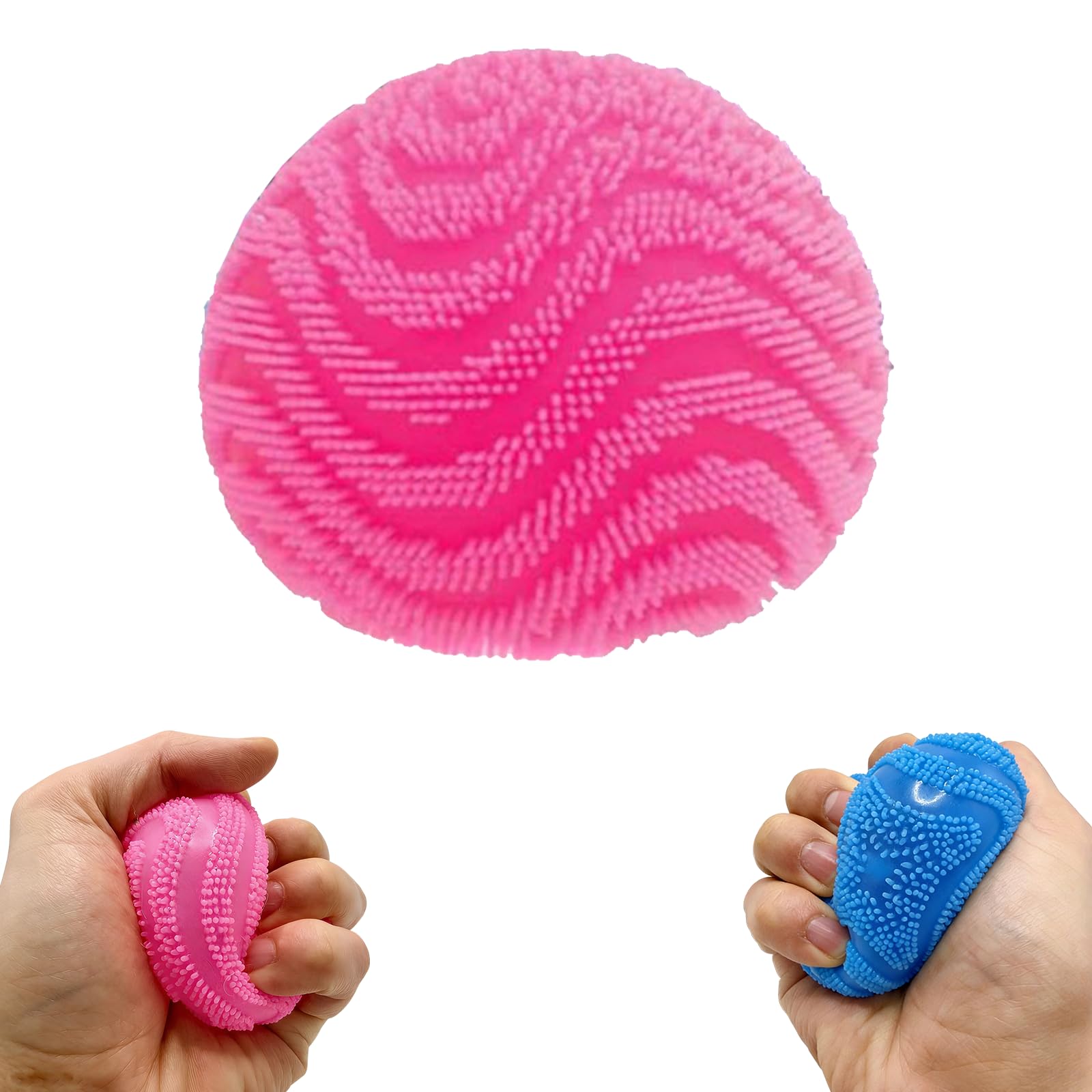 FDEFIRTFG Squeeze toys, Fuzzball Fidget Stress Toy, Fuzz Ball Squishy, Drop(Pink)