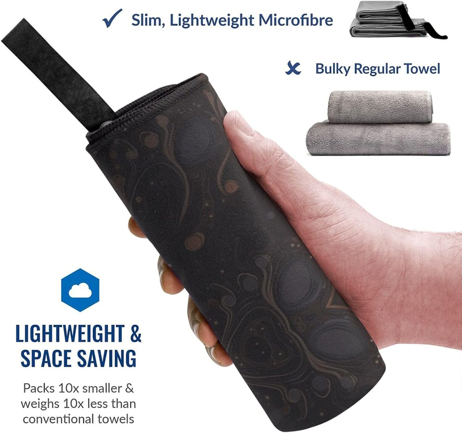 Dark Medium Printed Microfiber Towel,Camping Towel,Fast Drying Towel,Soft Lightweight for Gym,Hiking,Yoga,Backpacking