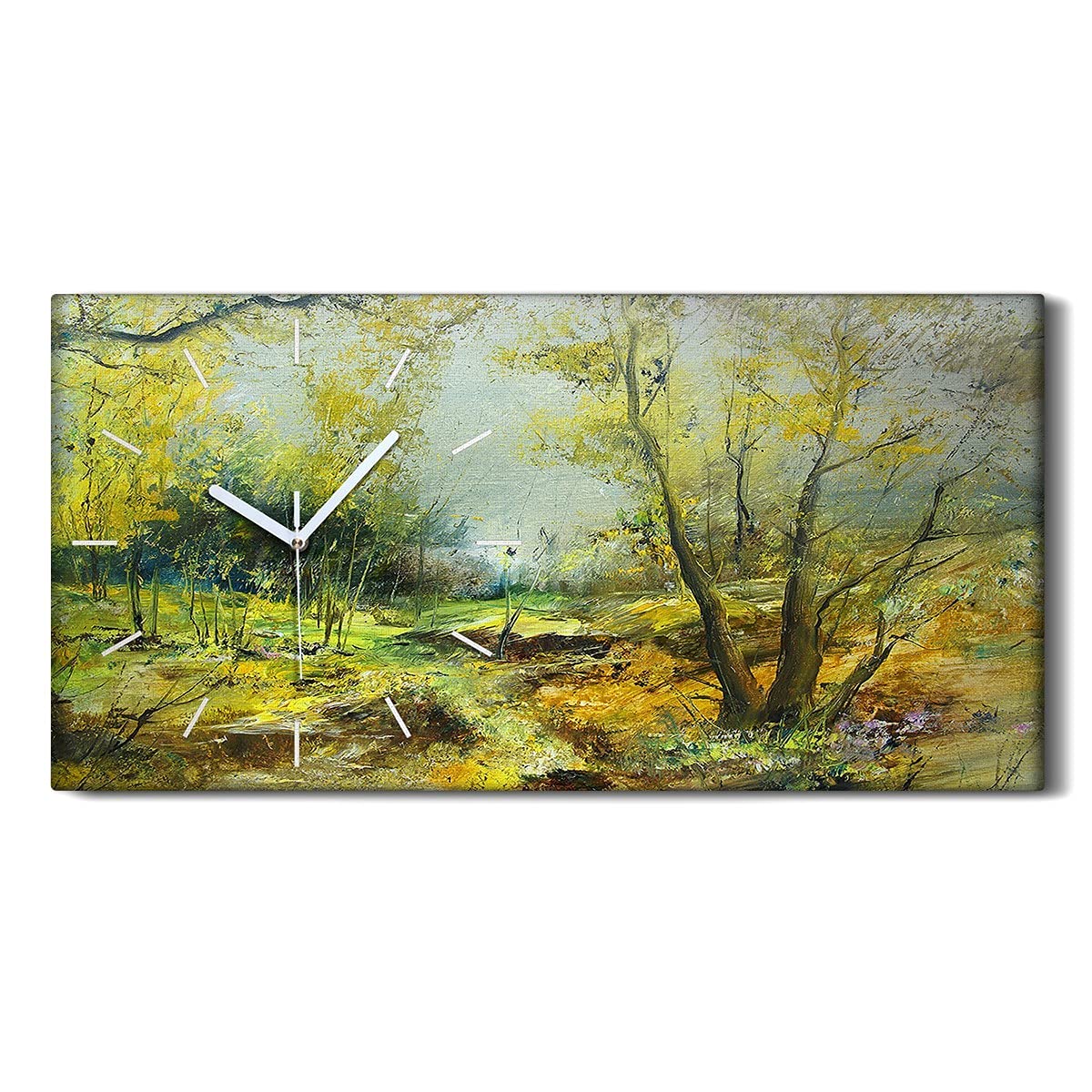 Horloge sur toile 60x30cm abstrait arbres forestiers decoration salon