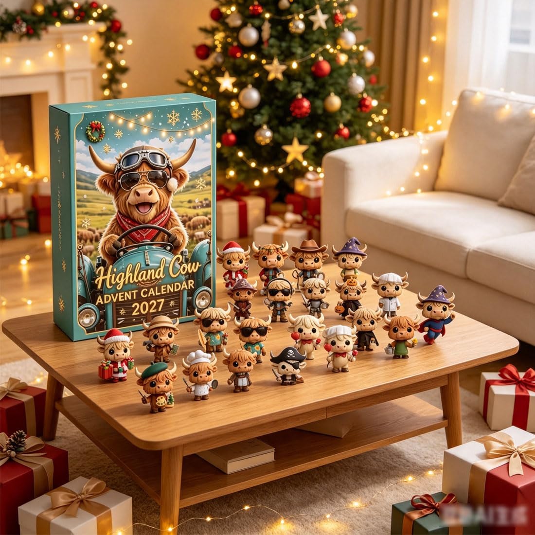 Calendario De Adviento De Vacas De Las Tierras Altas 2027 (2pcs) | Caja Adviento: 24 Figuras 3d Vacas Tierras Altas Hechas A Mano. Decora Hogar, Escritorio Y áRbol NavideñO