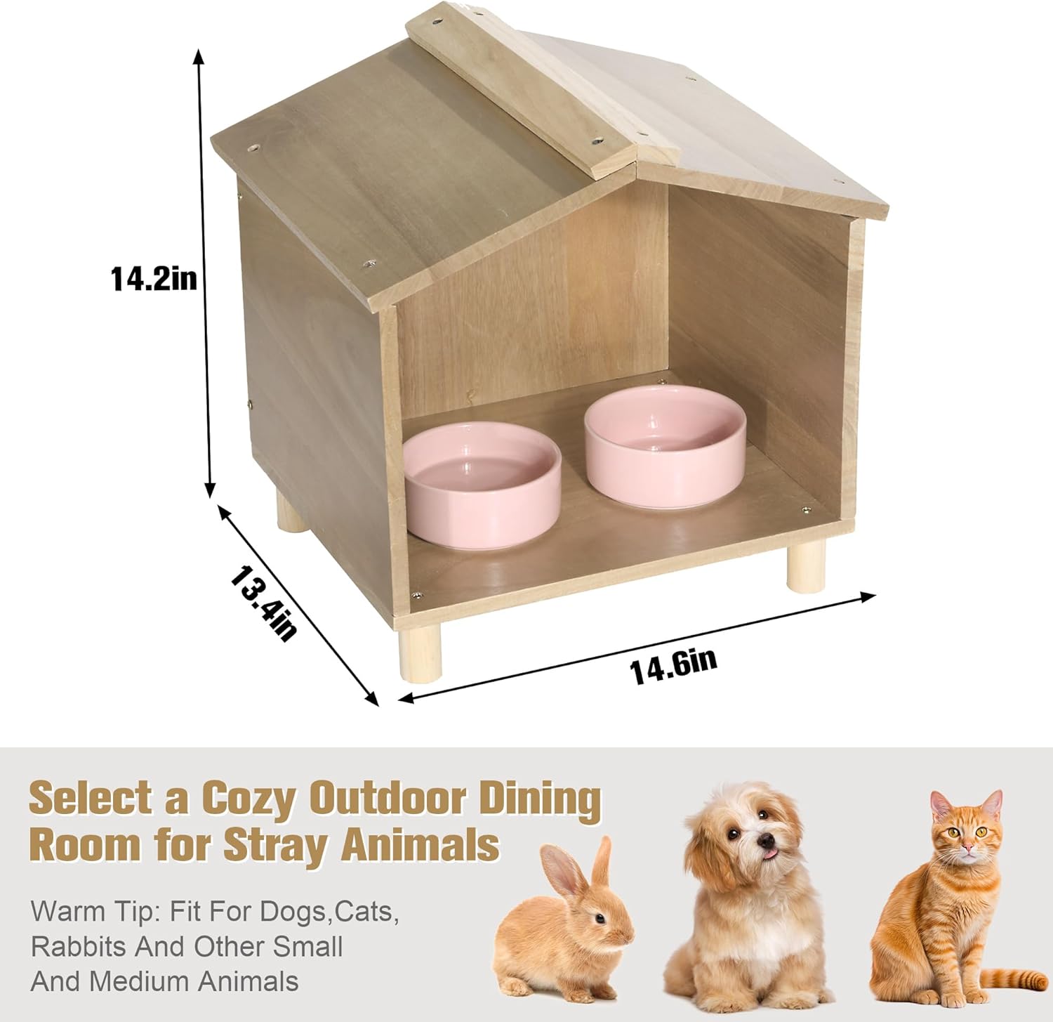 BALAPET Outdoor Cat Feeder & Shelter - Waterproof Cat House for Outdoor Feeding Station, Perfect for Feral Cats, Birds, Rabbits, Cats & Dogs