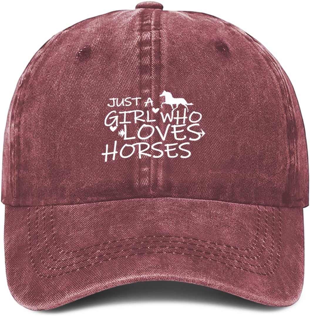 Just Girl Who Loves Horse Hat Baseball Cap for Women Adjustable Trendy Hats Cotton
