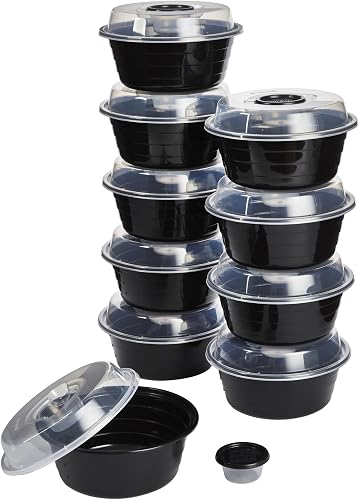 GoodCook 4-Cup Meal Prep Bowls Set of 10 with Lids and Dressing Cups, Microwavable and Dishwasher Safe, Black GoodCook 4-Cup Meal Prep Bowls Set of 10 with Lids and Dressing Cups, Microwavable and Dishwasher Safe, Black