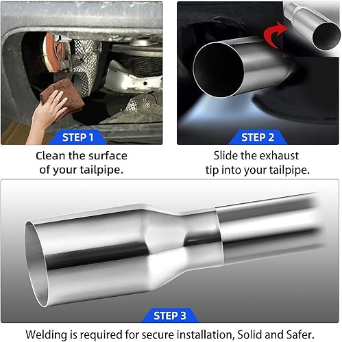 Miniatura 6 de AUTOSAVER88 Punta de escape de entrada de 2.5 pulgadas, entrada de 2.5 pulgadas, salida de 4 pulgadas, 9 pulgadas de longitud total, tubos de escape