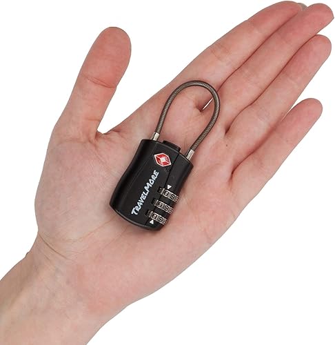 Miniatura 5 de TSA - Cerraduras de equipaje, candados de combinación de dígitos y cable de acero, cerradura de seguridad de viaje, cerradura codificada para