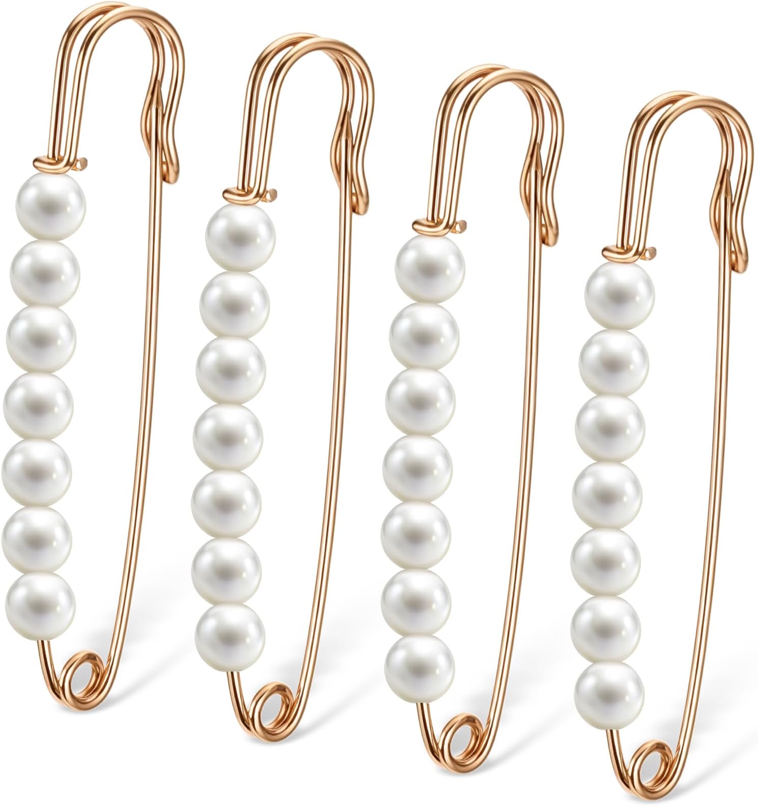 Pearl Brooch Pins for Women - Decorative Safety Pins for Clothes Hijab Small Pin Fashion Sweater Shirt Skirts Dresses Pants Sleeves Hats Collars Scarves Bags Wedding - Sliver, 7.6 cm