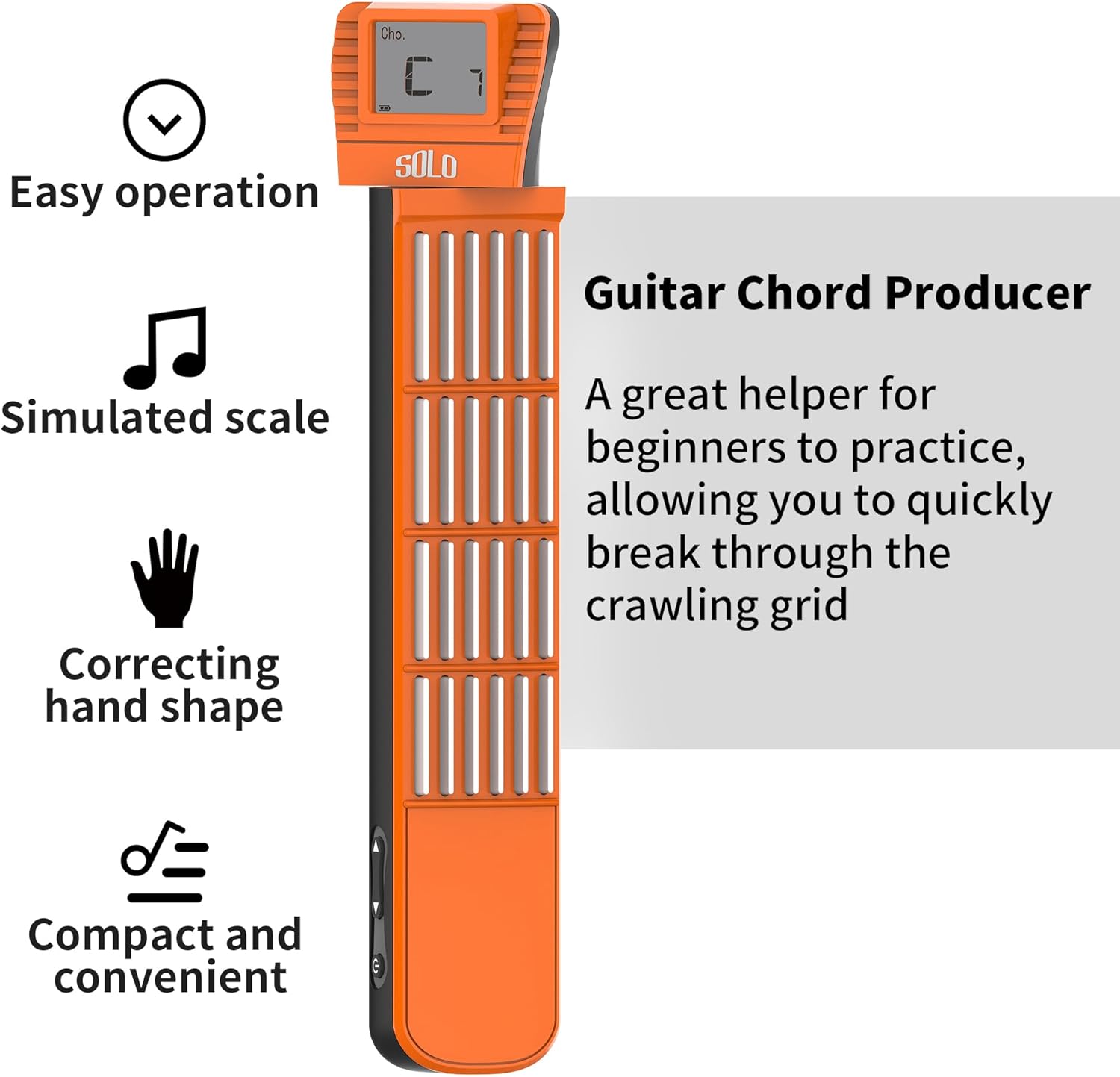 Guitar Learning Tools Guitar Chord Presser & Trainer, 24 Keys with Rotatable Screen - Guitar Learning System, Chord Practice Tool for Beginners, Adults & Travelers