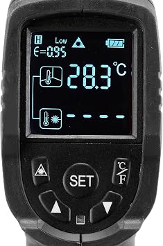 Einhell kızılötesi termometre TC-IT 550 (-50 - +550°C, 3 emisyon ayarı, arkadan aydınlatmalı LCD ekran, °C ve °F ölçümleri)