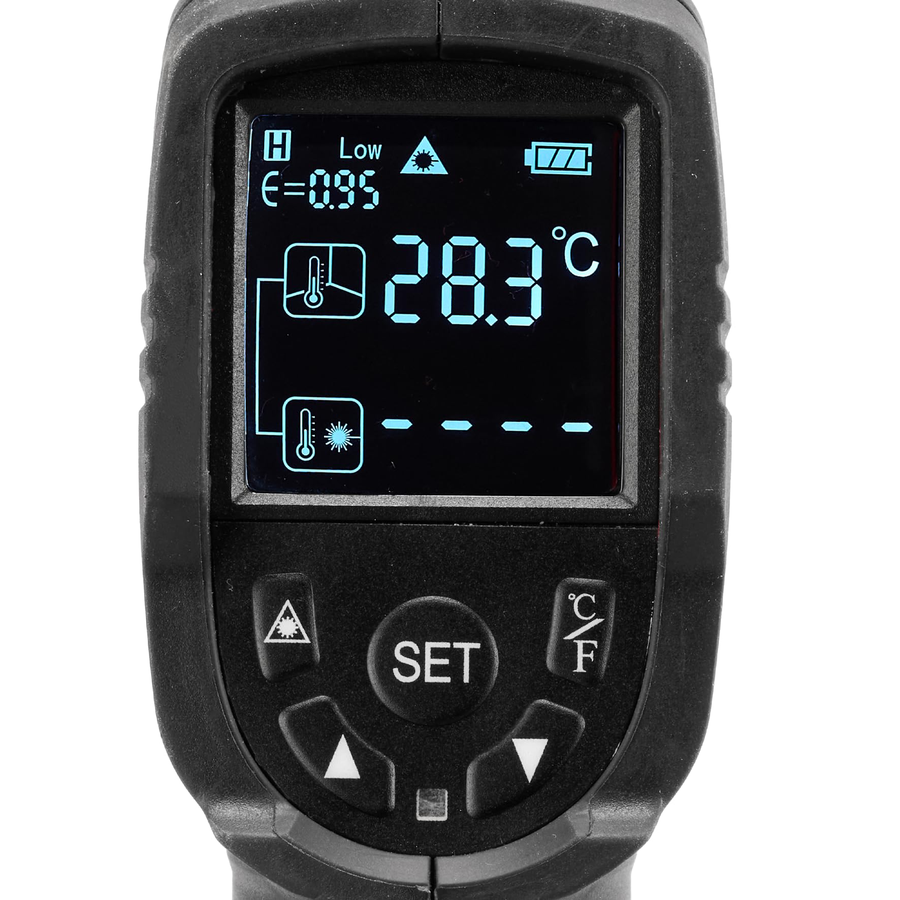 Einhell termómetro de infrarrojos TC-IT 550 (-50 a +550 °C, 3 grados de emisión ajustables, pantalla LCD con retroiluminación, mediciones en °C y °F)