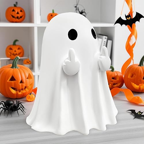 donciety Ghost Figurine Ghost Decor 4.5 inch, Funny Ghost Statue, Cute Ghost Figurine, Ghost Statue Halloween Decoration for Gift (Big White) - Off White Big Ghost