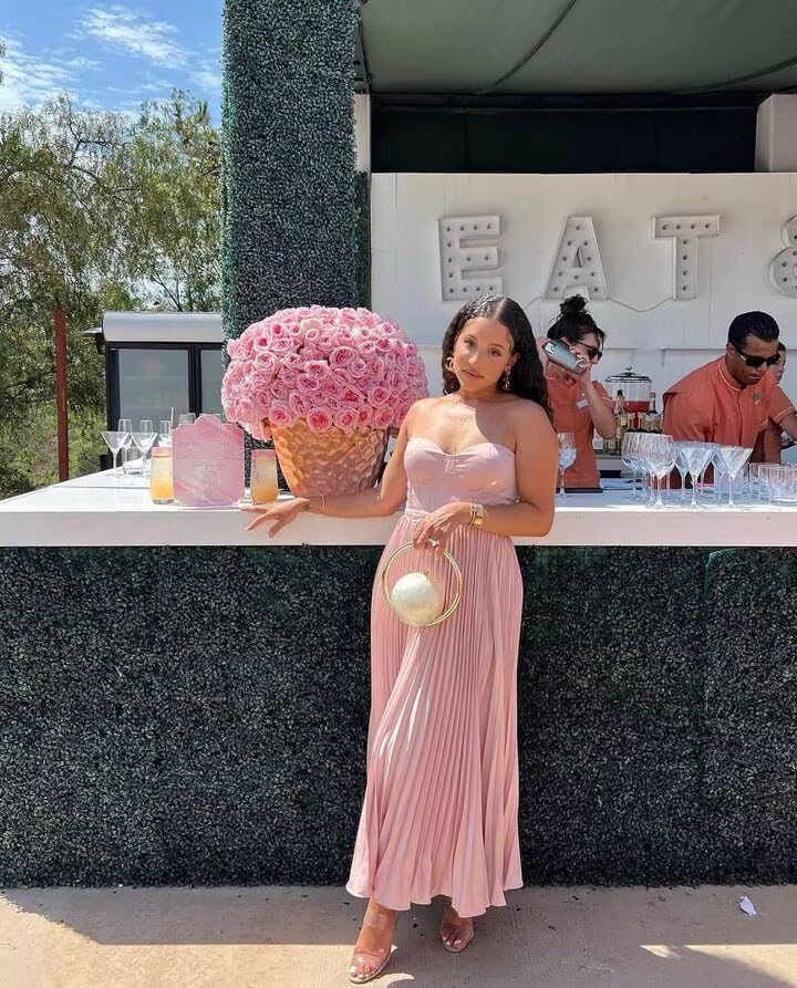 Stylefun Satin Strapeless Bridesmaid Dresses with Scraf Long Aline Pleated Formal Evening Party Gowns CYM2133