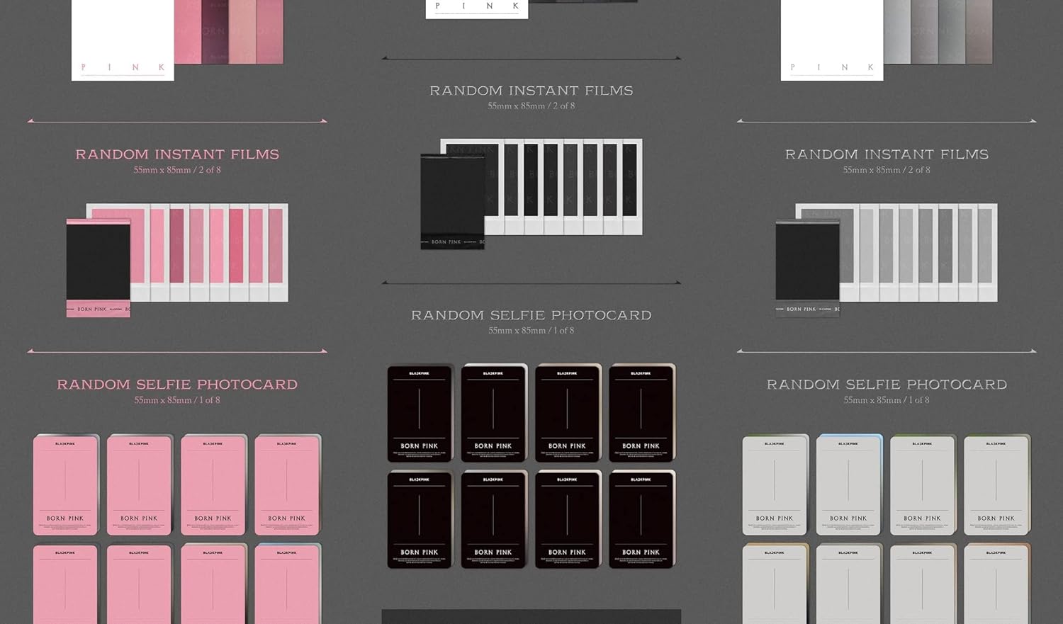 BLACKPINK BORN PINK 2nd Album BOX SET Version CD+Photobook+Accordion Lyrics Paper+Large Photocard+Postcard+Instant Film+Selfie Photocard+Tracking (SET(BLACK+PINK+GRAY))