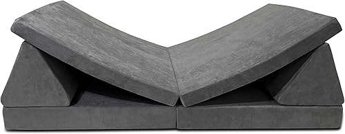 Miniatura 8 de Mod Blox Juego de muebles suaves de 6 piezas, sofá modular de espuma de microgamuza para niños creativos (gris oscuro)