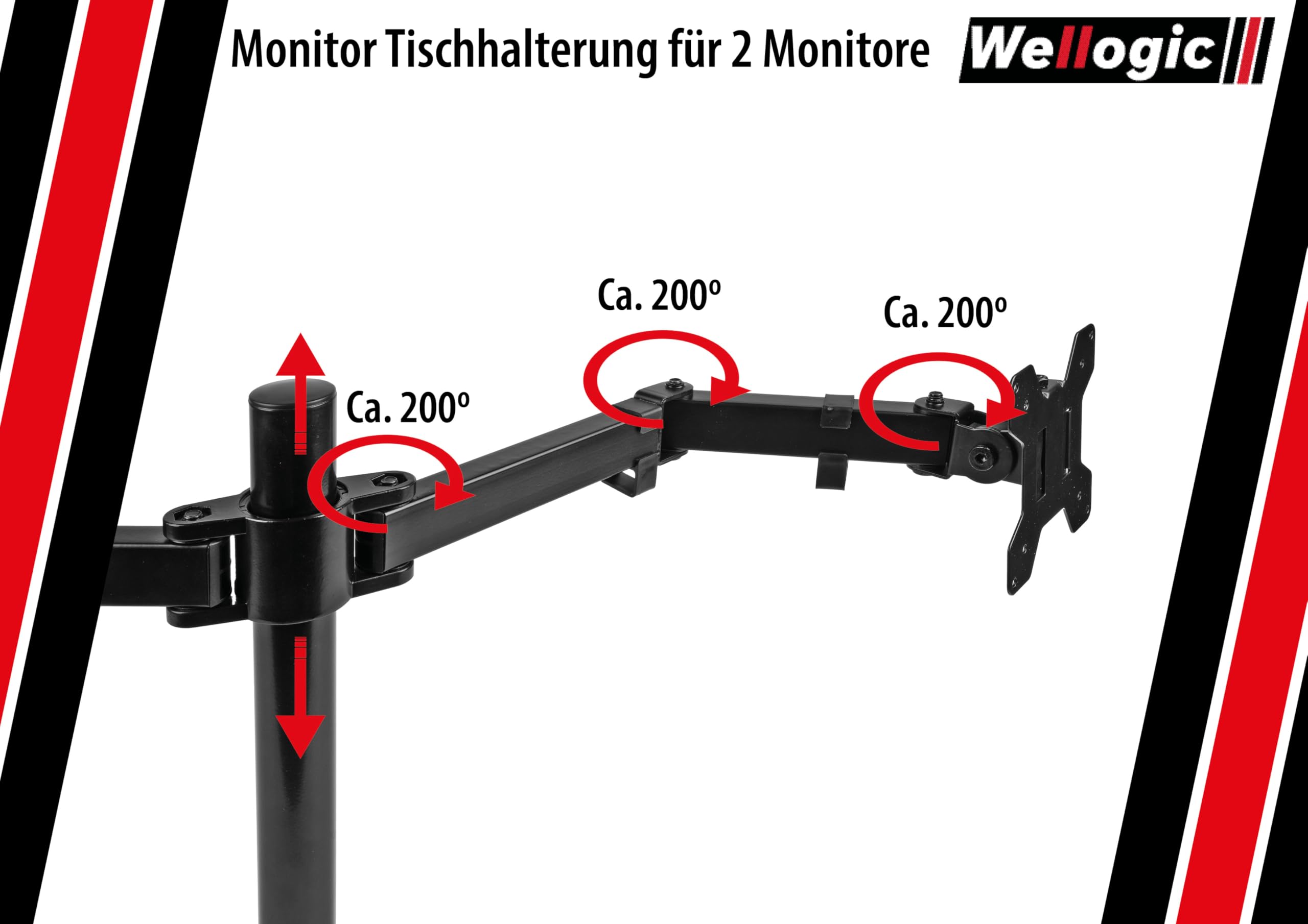 Support Double Écran PC 17-40 Pouces – Bras Ergonomique Réglable En Hauteur, Inclinable Et Rotatif 360°, Charge Max 13 Kg Par Bras, VESA 75x75/100x100