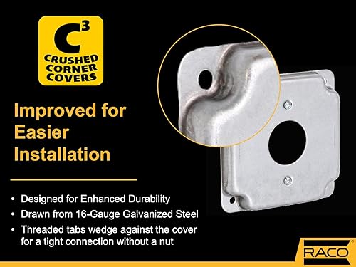 Vista 12 de Hubbell-Raco 902C 1 receptáculo dúplex de 4 pulgadas, cubierta cuadrada de trabajo expuesta, color plateado