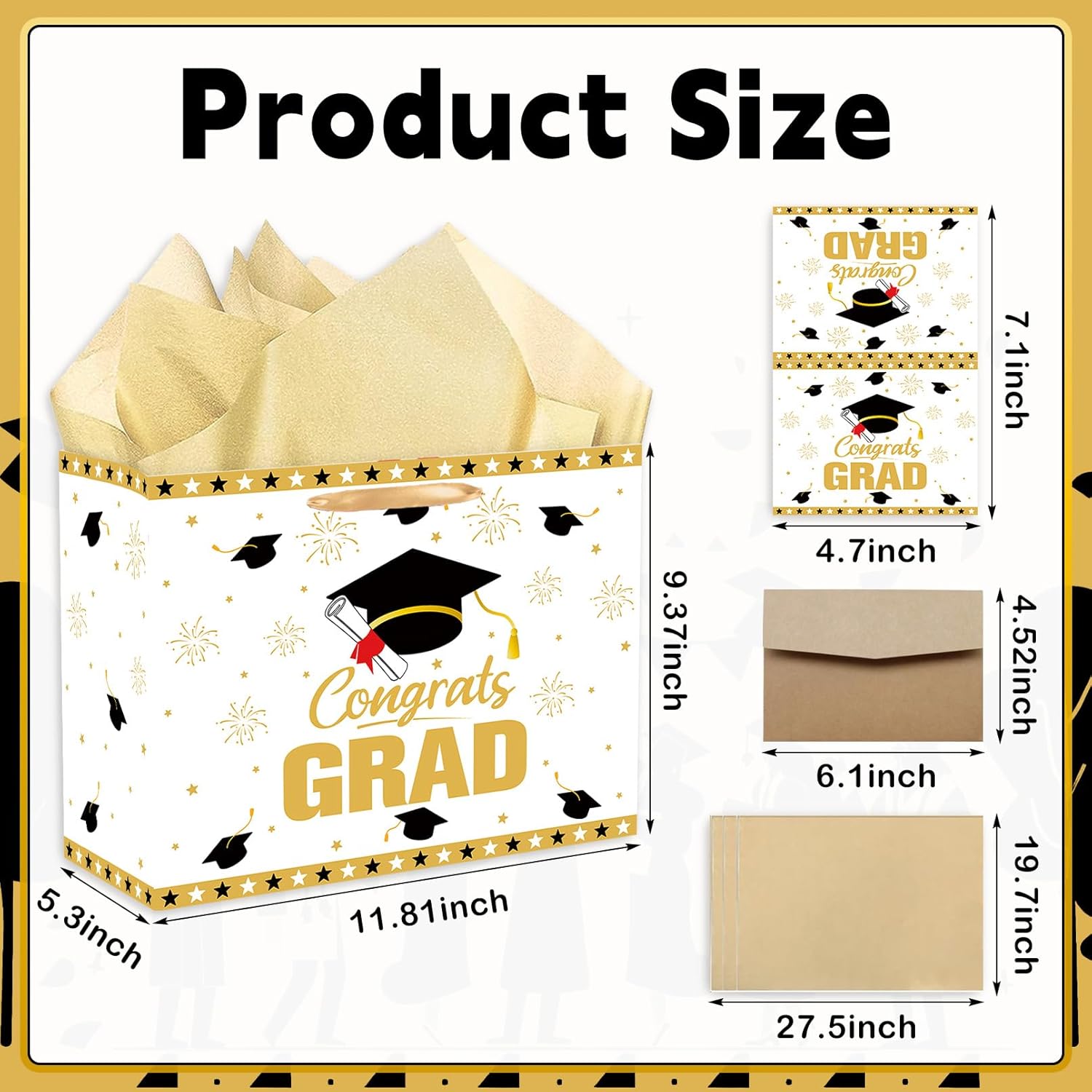 2026 Congrats Grad Gift Bag, Graduation Gift Bag with Card and Tissue Paper, Graduation Party Decorations for High School, College, Graduates Class of 2026 Celebration Supplies - Image 2