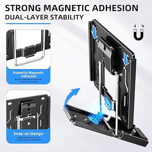 Miniatura 5 de Soporte de pared para TV ultra delgado compatible con televisores planos y de marco de 55 a 100 pulgadas, soporte de TV de perfil bajo con