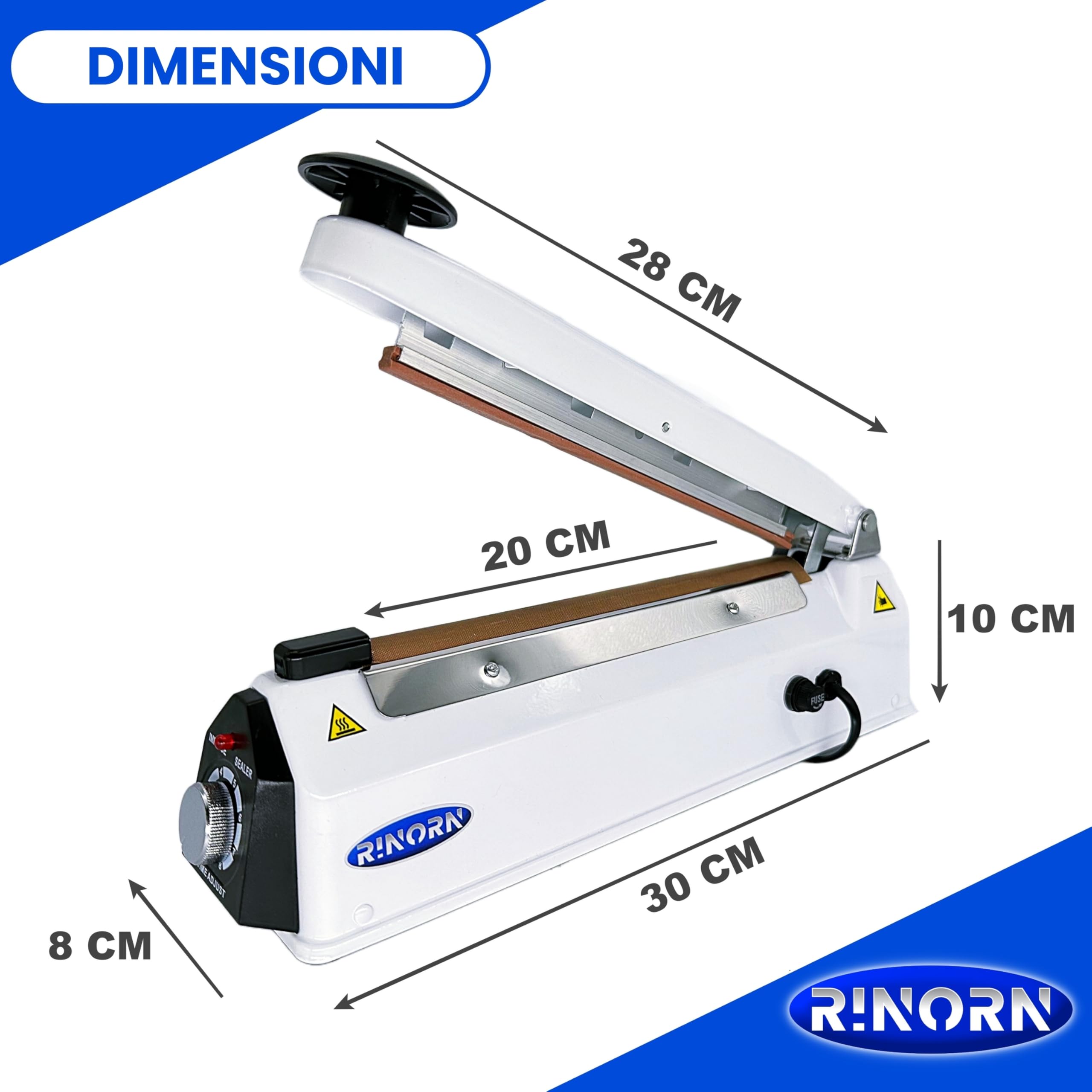 Macchina Sigilla Buste 30cm, 40cm o 50cm / Termosaldatrice Per Sacchetti Compatibile Con Plastica, Carta o Alluminio/Sigillatrice Per Sacchetti con materiali di ricambio. (30 CM)