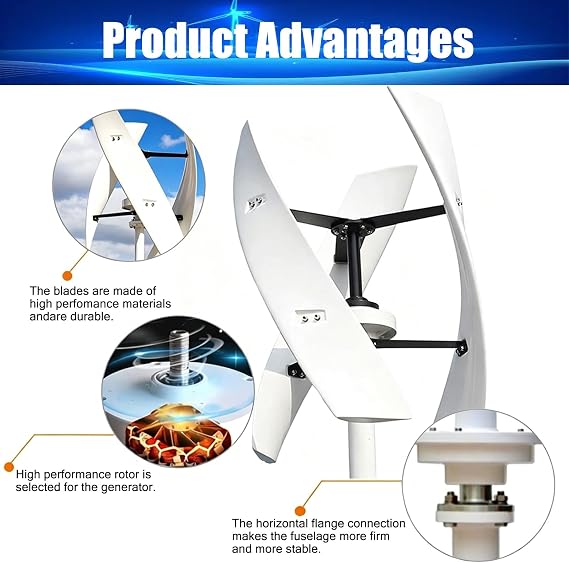 16000W 20000W Vertical Axis Wind Turbine Generator Kit with Controller Grid Inverter - Eco-Friendly Home Energy Solution for Renewable Power Generation(20000W,220V)