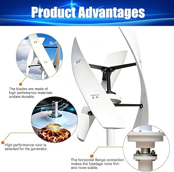 16000W 20000W Vertical Axis Wind Turbine Generator Kit with Controller Grid Inverter - Eco-Friendly Home Energy Solution for Renewable Power Generation(20000W,220V)