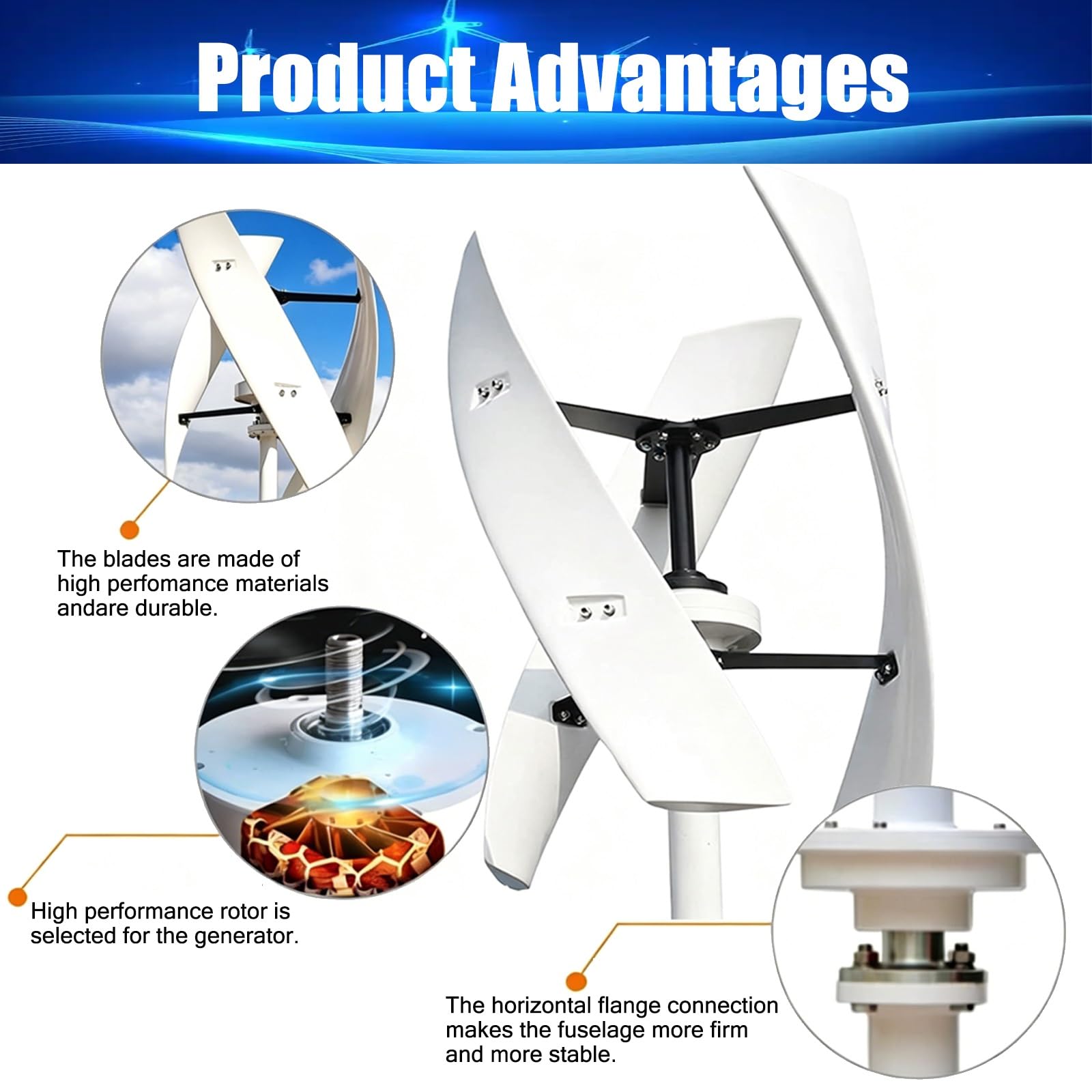 Aerogenerador Doméstico 16000W 20000W Turbina Eólica Vertical Kit Completo de 12V 24V 48V 220V con Controlador, Generador de Bajo Ruido en Espiral para Jardín(16000W,220V)
