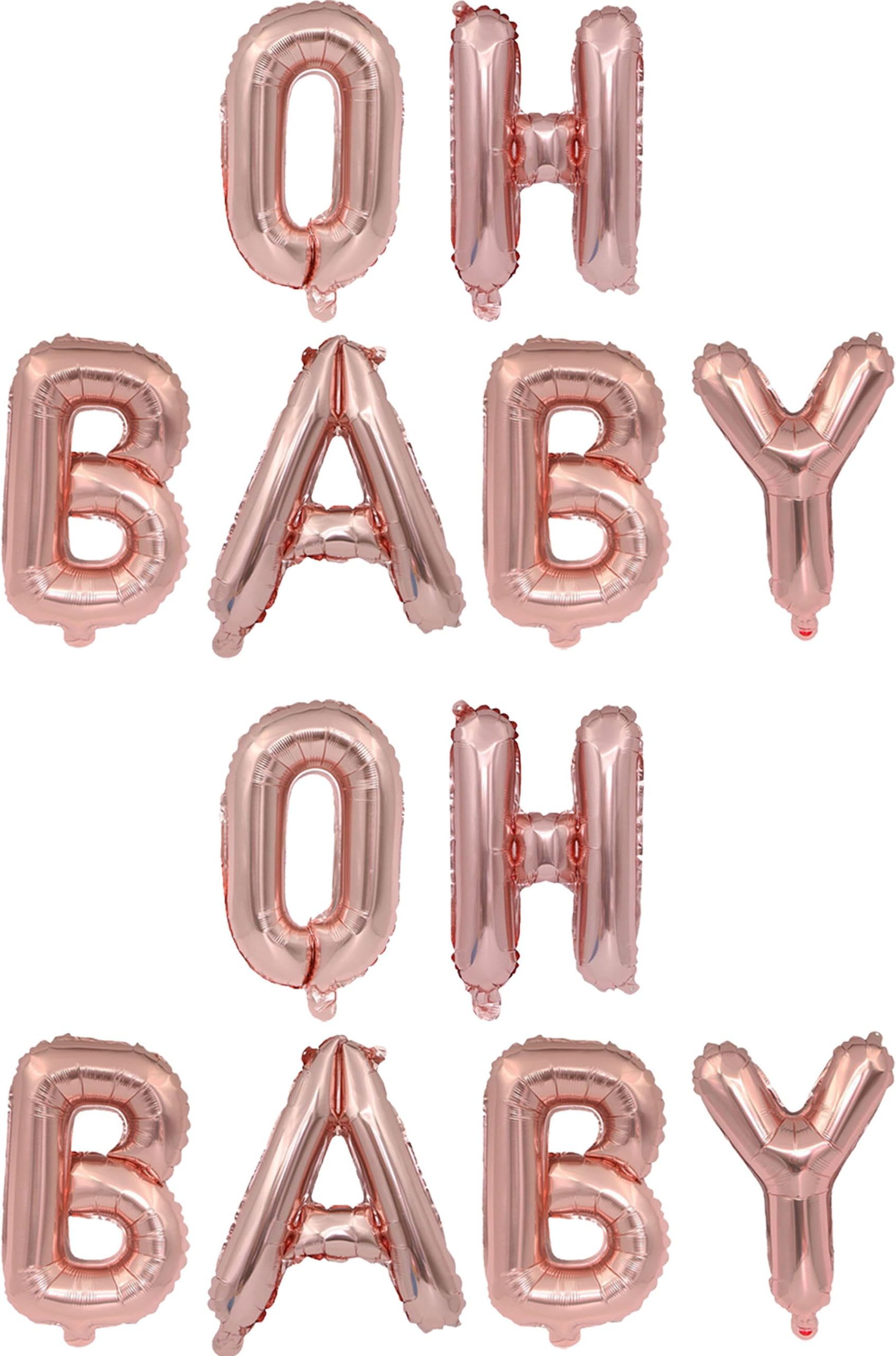 2 Set 12Pcs Rose Gold Oh Baby Letter Balloons 16in Balloon Foil Letter Decorations Party Decor Rose Gold Letter Balloons Oh Baby Party Supplies