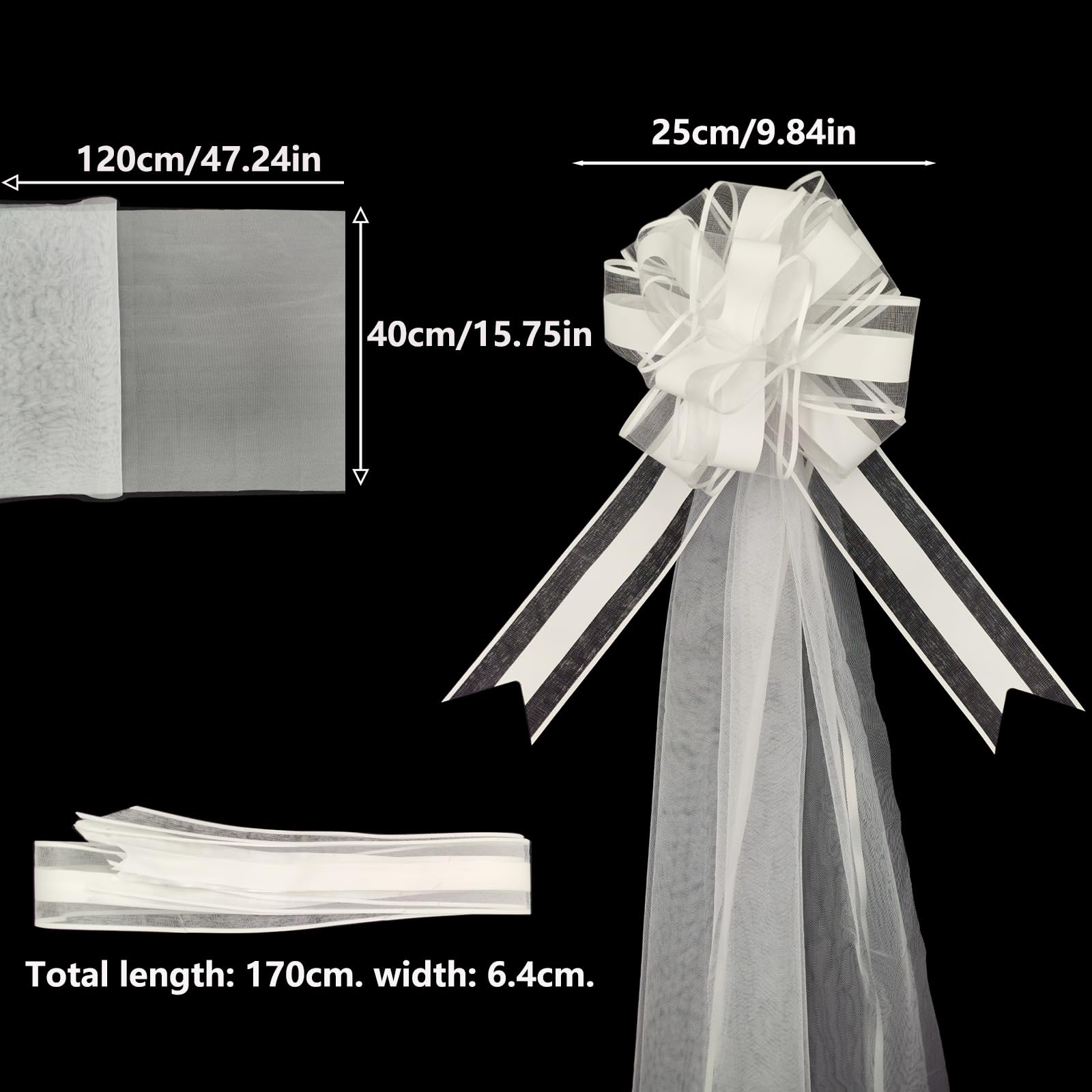 WANYIG 4 Pezzi Autoschmuck Fiocchi Regalo Auto Decorazione Matrimonio Bianco