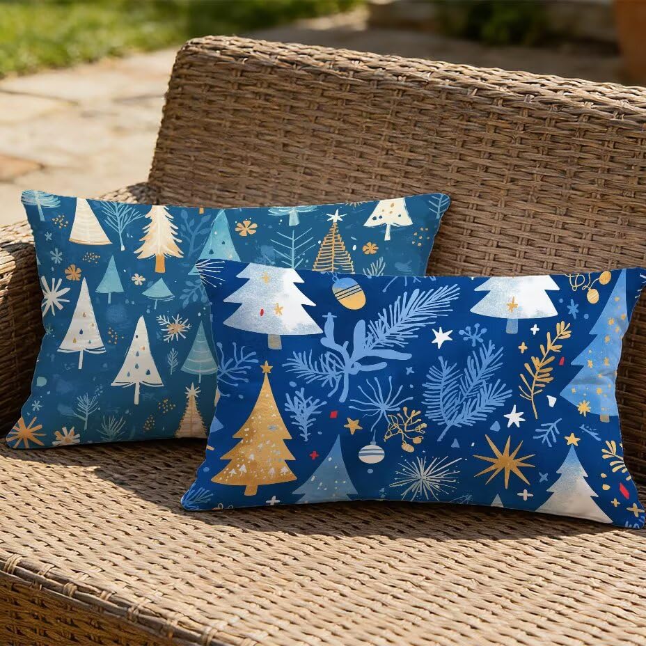 Coussin extérieur imperméable 40x80 cm bleu marine lot de 2