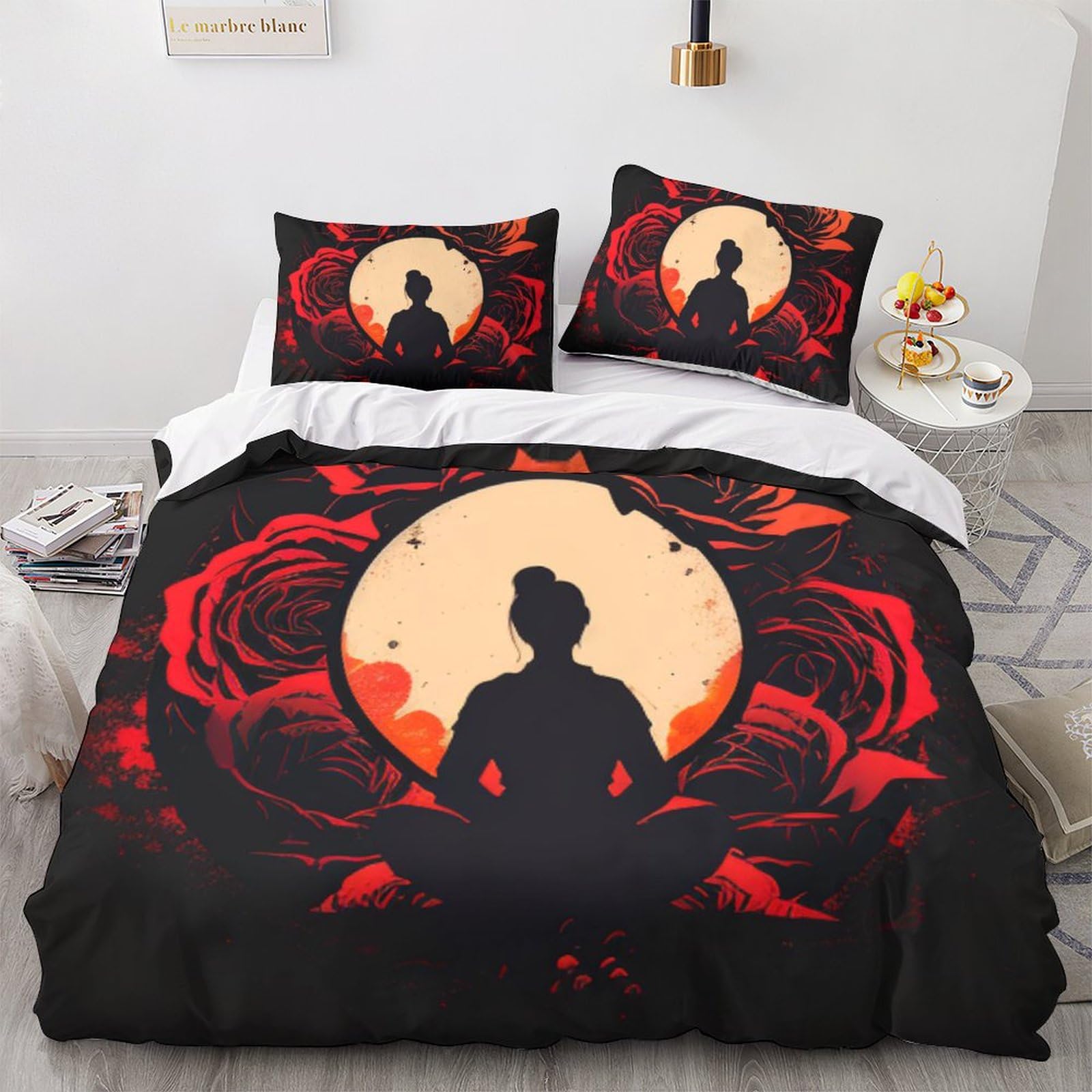 Housse de couette enfants lits double 200x200cm parure de lit rose microfibre 3D